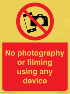 No photography or filming using any device